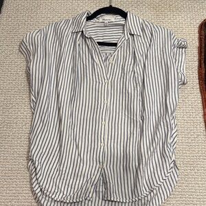 Madewell Striped Button Down Shirt in Blue and White